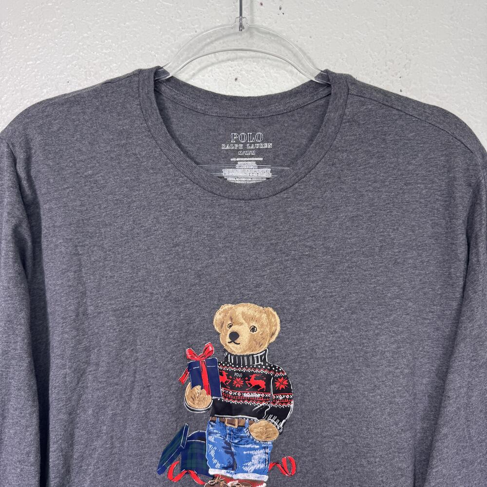 Polo Ralph Lauren Shirt Mens Medium Polo Bear Holiday Christmas Winter Graphic - Picture 5 of 8